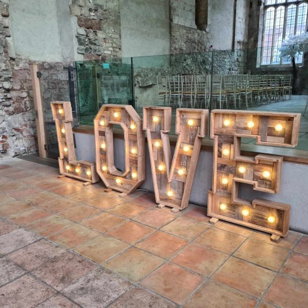 Rustic Love wooden light up letters